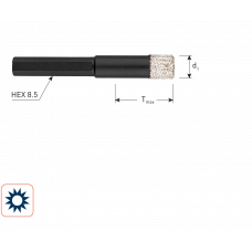 DIAMANTTEGELBOOR 8MM MET WAS