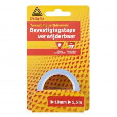 DUBBELZIJDIG TAPE VERWIJDERBAAR 1.5M 19MM DUBBELZIJDIG TAPE VERWIJDERBAAR 1.5M 19MM